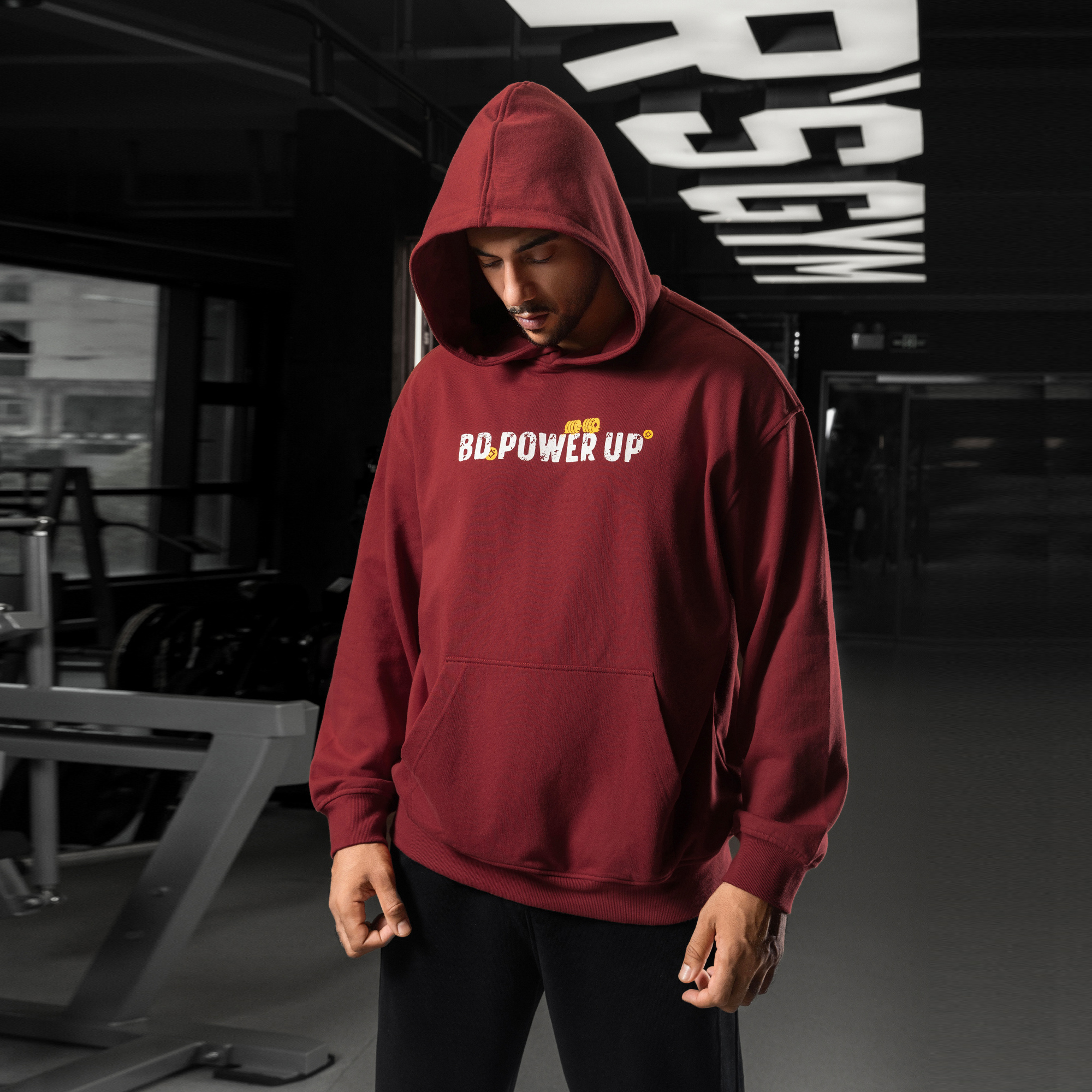 BD财神爷原创印花连帽卫衣男秋冬宽松国潮新年休闲帽衫