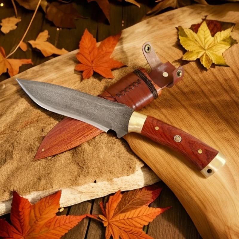 云南手工锻打花纹钢割肉小刀制作精美野营烧烤刀户外多功能刀