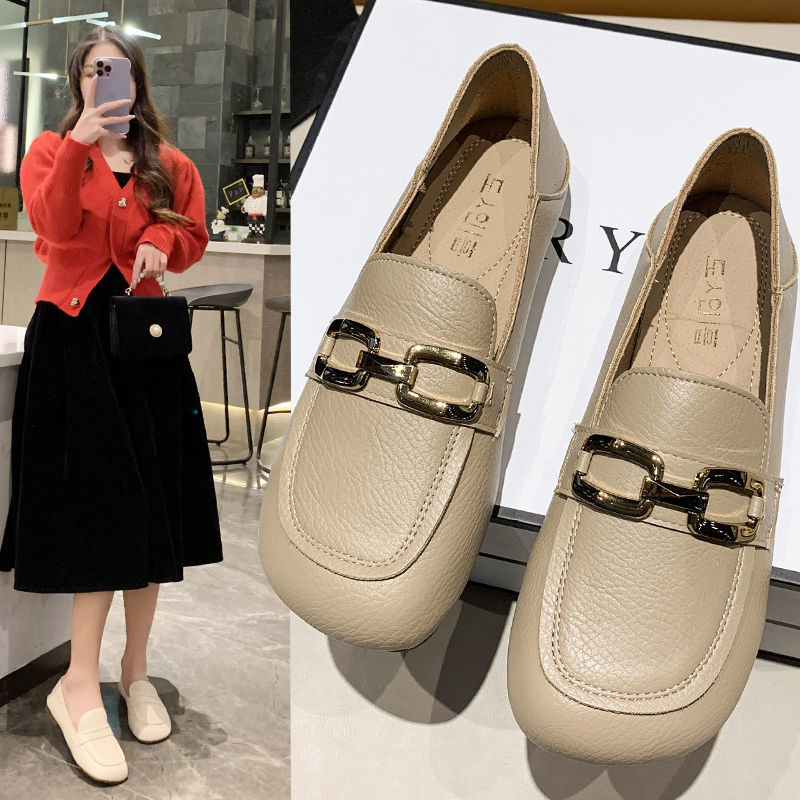 YYCORAL/宇逸瑚新款豆豆鞋软底防滑平底浅口舒适百搭女鞋网红单鞋