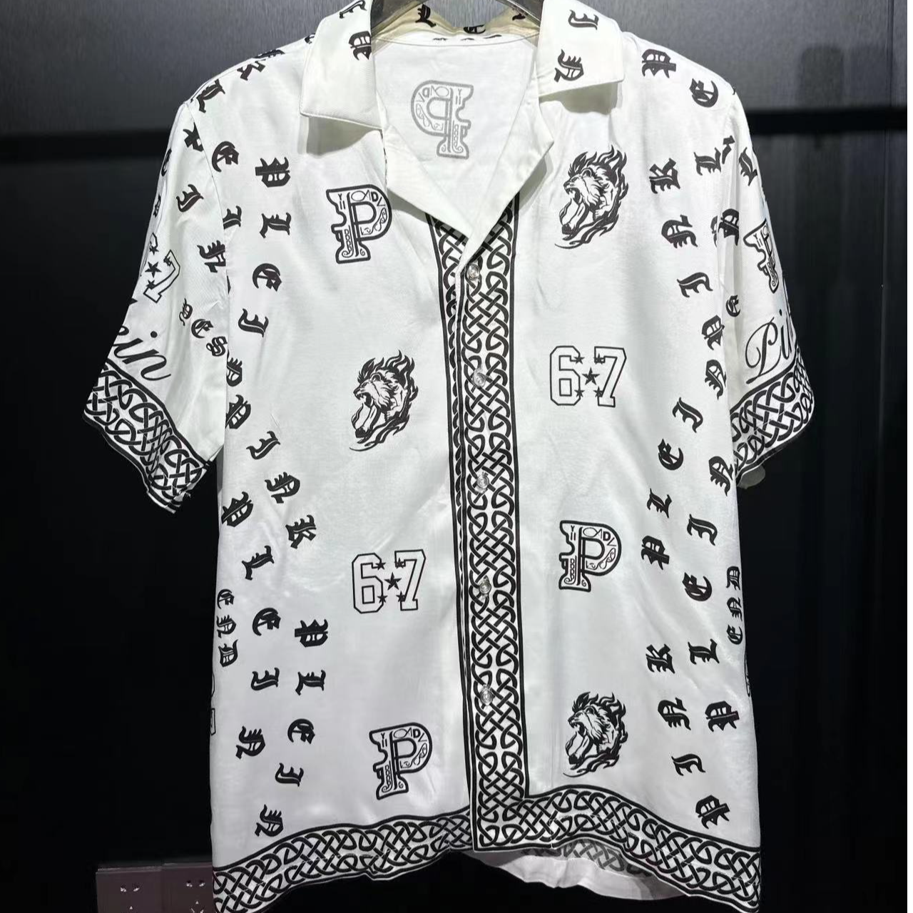 可乐家PLEIN MILANO 奢牌走秀款白色轻奢时尚休闲衬衫