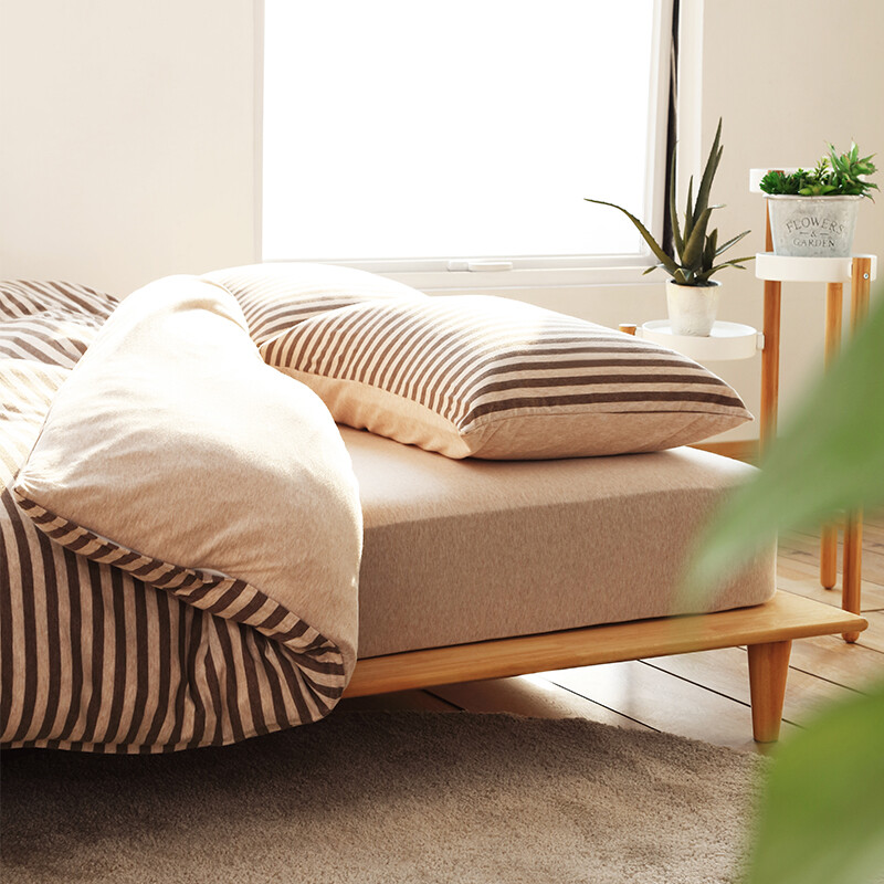 8HSLEEP【条纹】四件套床上用品单被套床单天竺棉针织件套 加厚J1