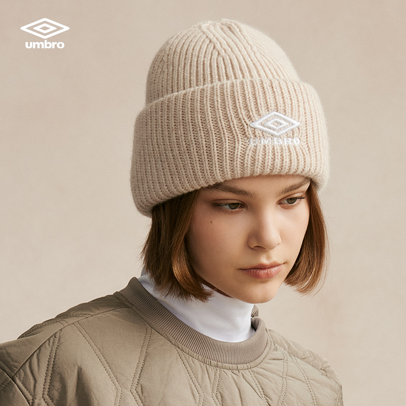 umbro茵宝针织帽秋冬弹力简约百搭保暖毛线帽卷边帽子U3324450303