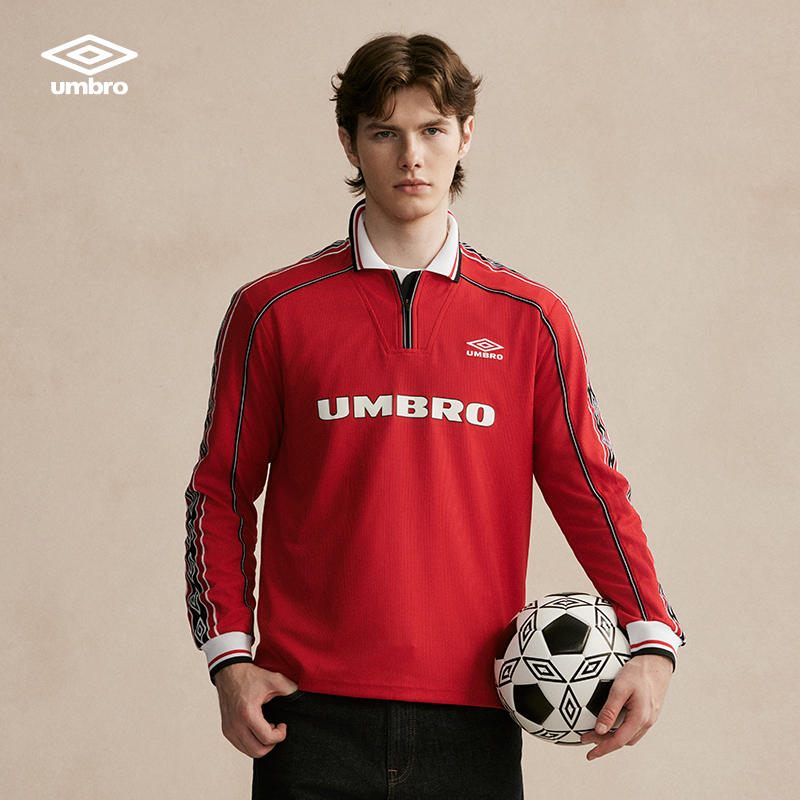 Umbro/茵宝男女同款红钻复古运动球衣长袖休闲polo衫U2123350311