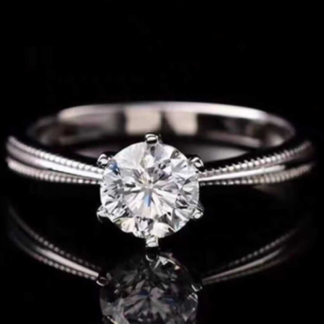 925银莫桑石戒指 【周家丝带】0.5ct-3.0ct高品质经典时尚镶嵌女士.