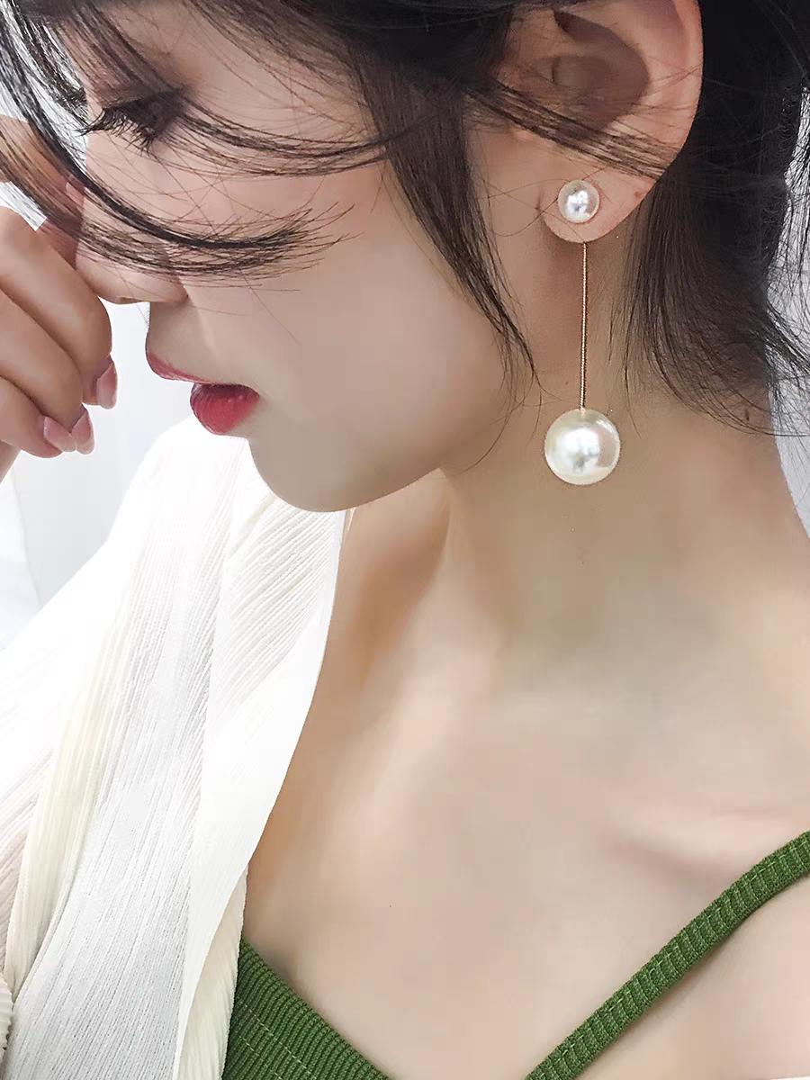 钛钢仿珍珠耳饰 轻奢气质复古百搭高级感法式耳环精致时尚长款