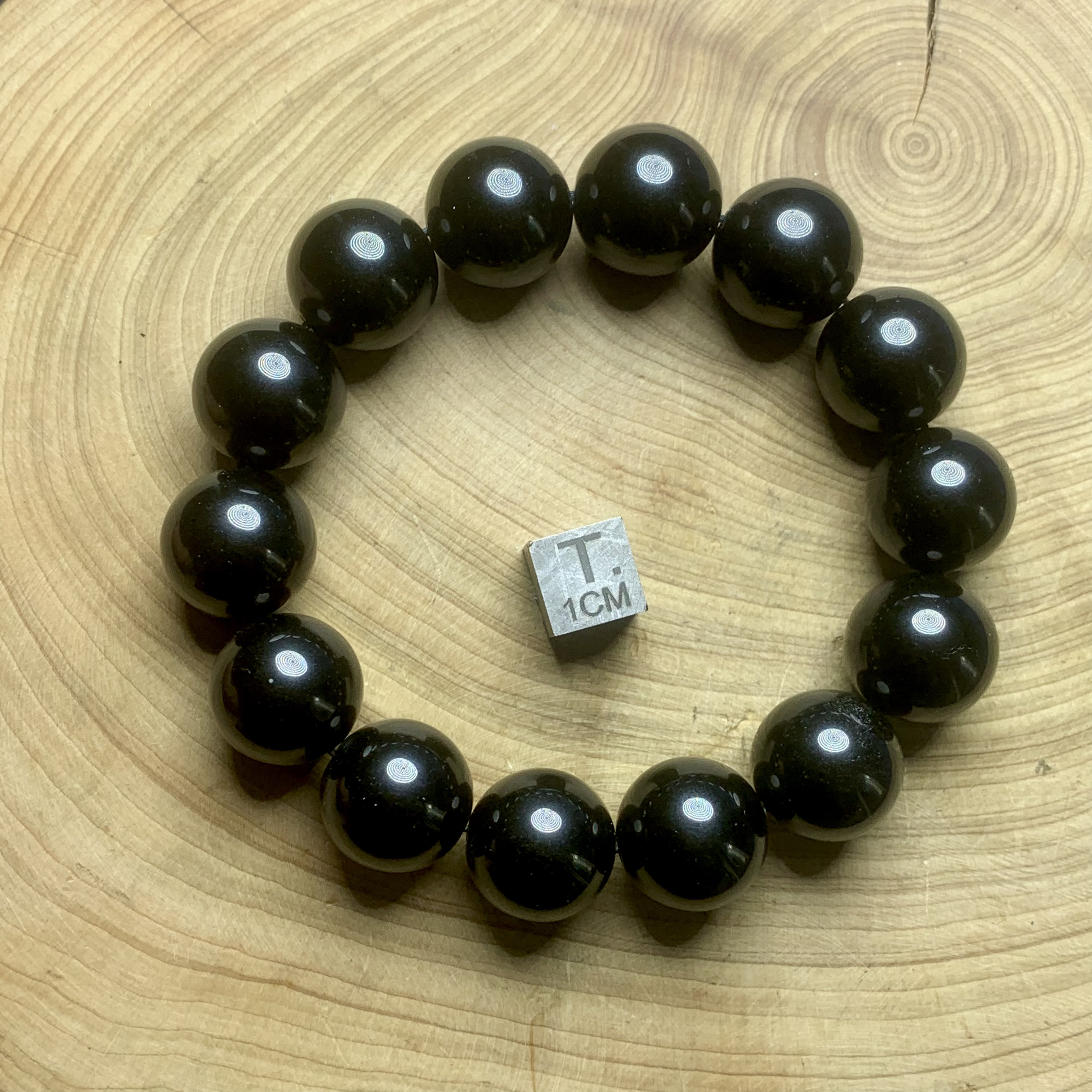 雷公墨陨冲击玻璃手串高品质 重约57克 直径1.49厘米 保真终身