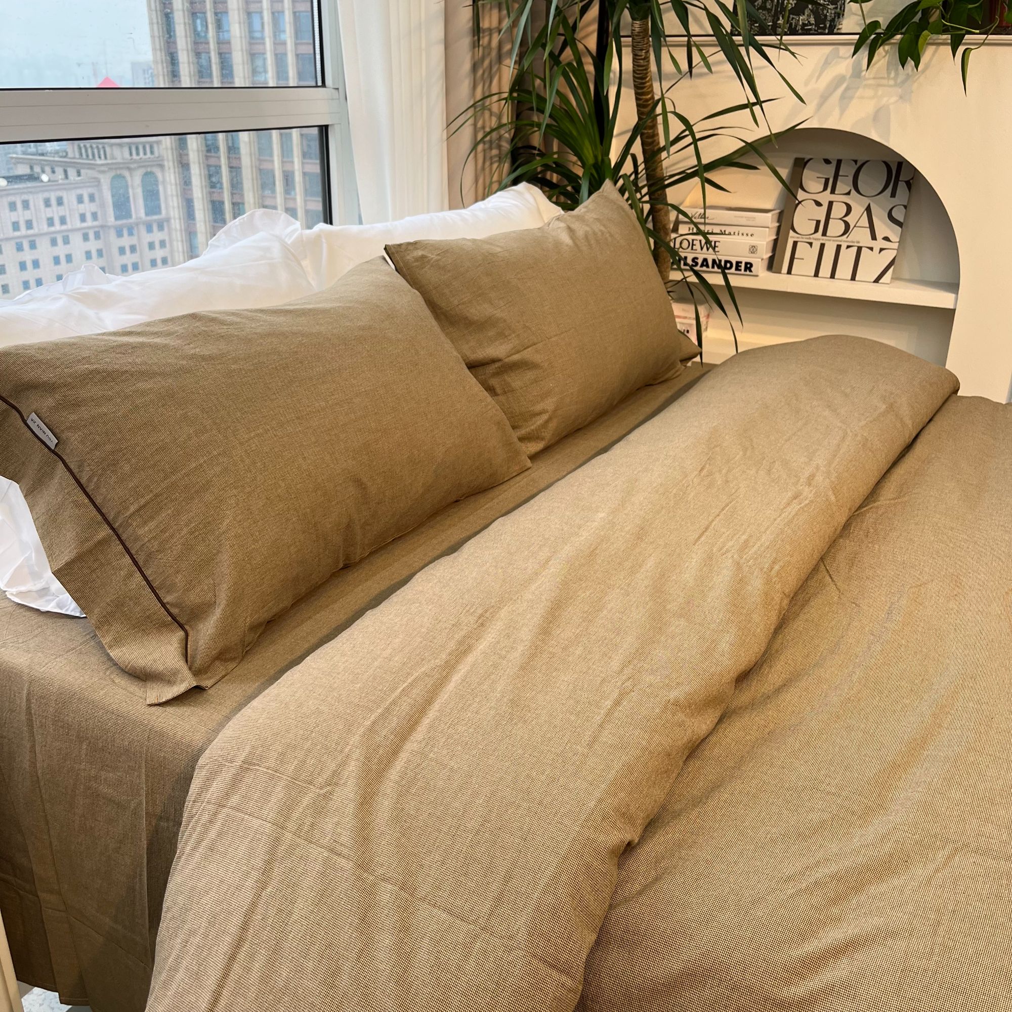 【复古系】80支双股水洗棉四件套色织柔软亲肤纯色四季通用 