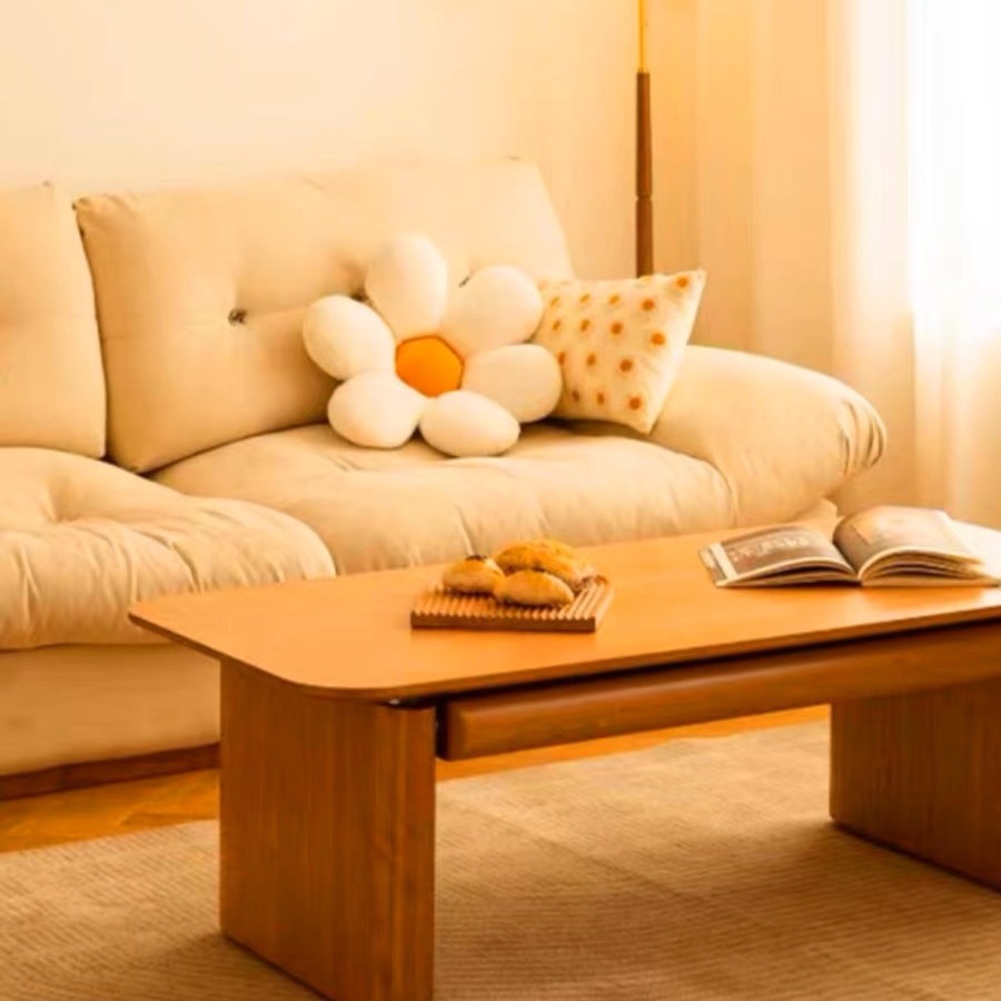 实木樱桃木日式矮桌茶台极简美式简约黑胡桃小茶几灯带