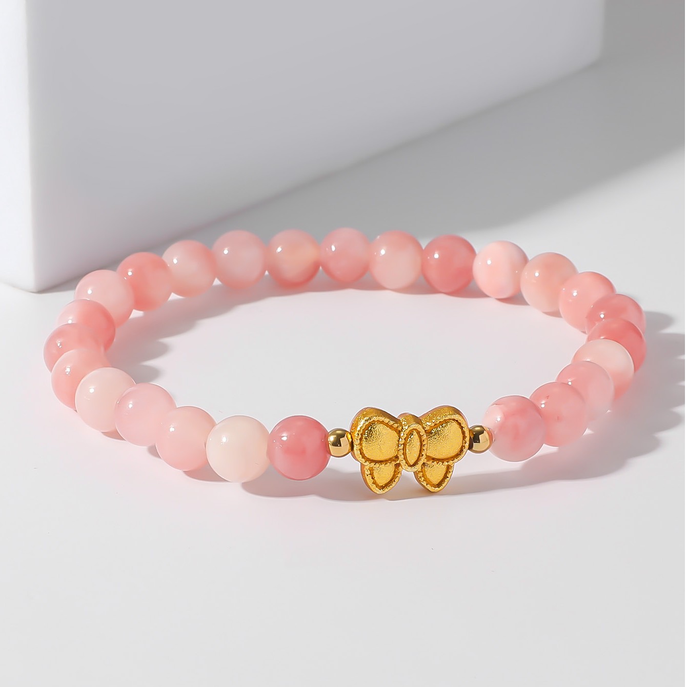 甜美在逃公主蝴蝶结天然串珠手串简约百搭手链