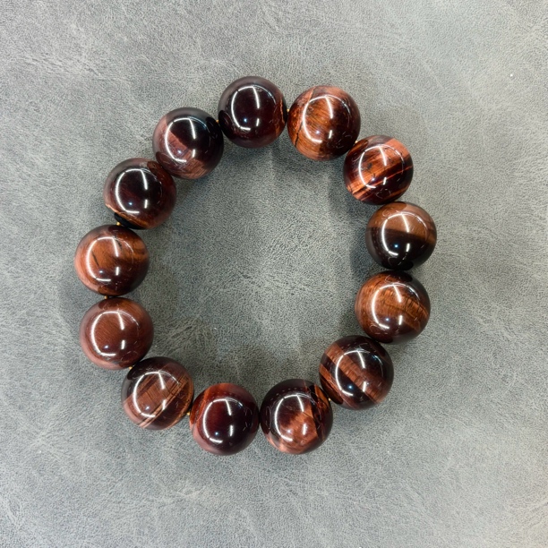 非金属莫桑石手链 红虎眼石手串天然 16mm文玩文创送礼男女手链