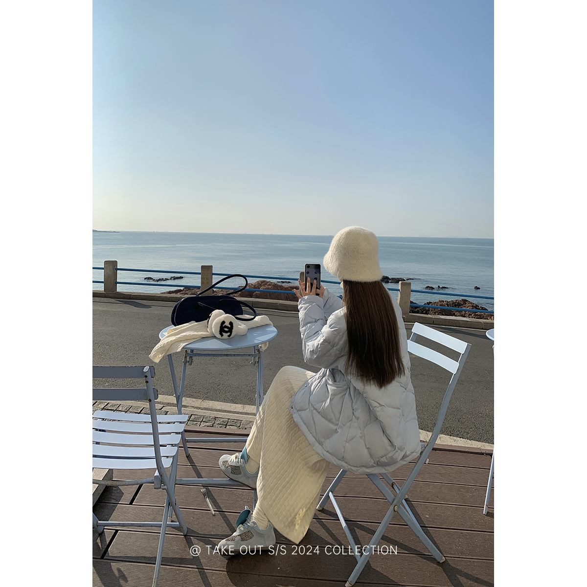 外卖到了【海雾铃兰】短款连帽浅蓝色领格短百搭休闲羽绒服WM4IYZ10