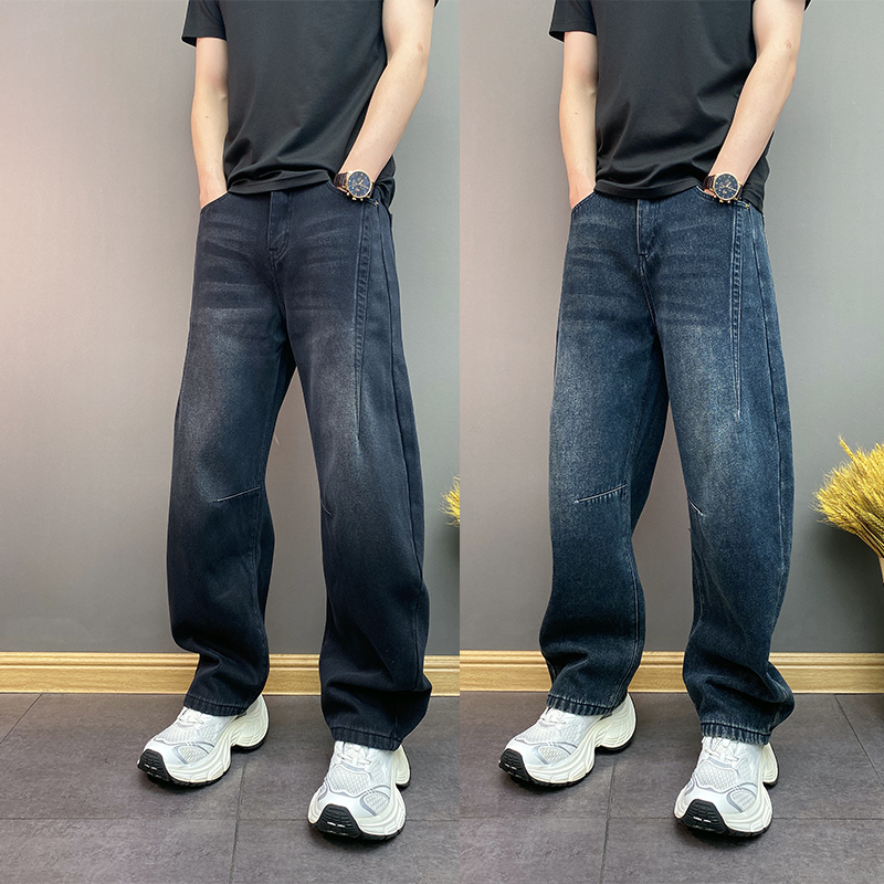 2024年冬季加绒加厚潮流韩版宽松哈伦水洗网红爆款男士休闲牛仔裤