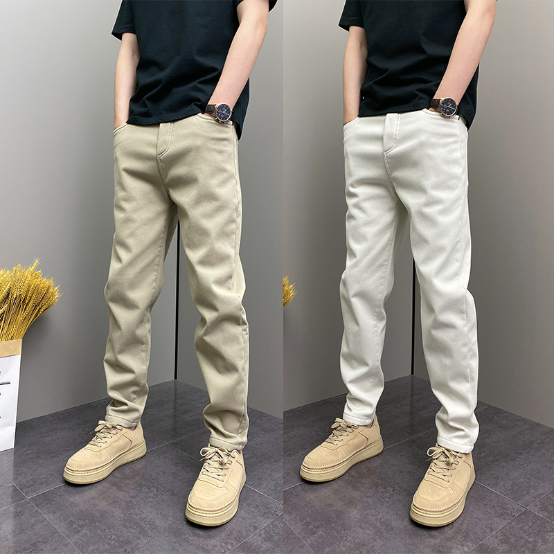 2025年春秋季原创潮牌韩版痞帅纯色修身直筒锥形裤男士休闲裤子男