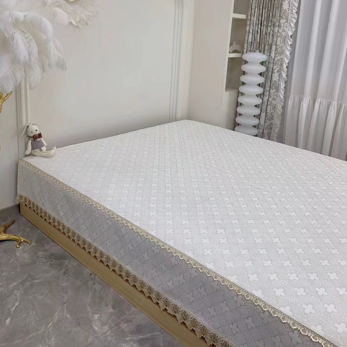 高端雪尼尔榻榻米床单 轻奢简约防滑大炕盖 立体浮雕欧式床盖