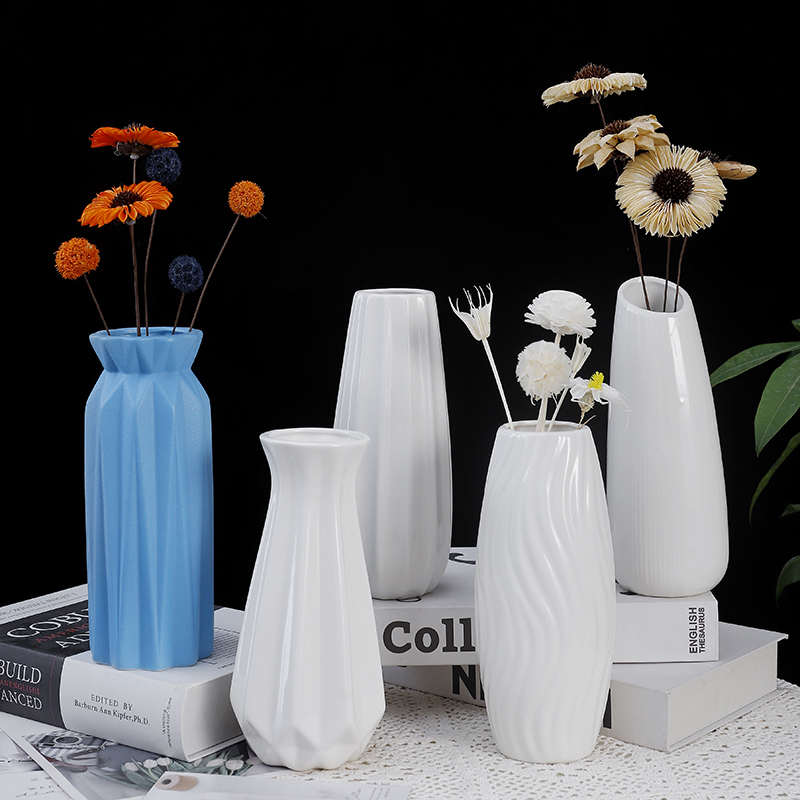 现代陶瓷花瓶北欧客厅餐桌干花毛线花装饰玫瑰水养花花瓶