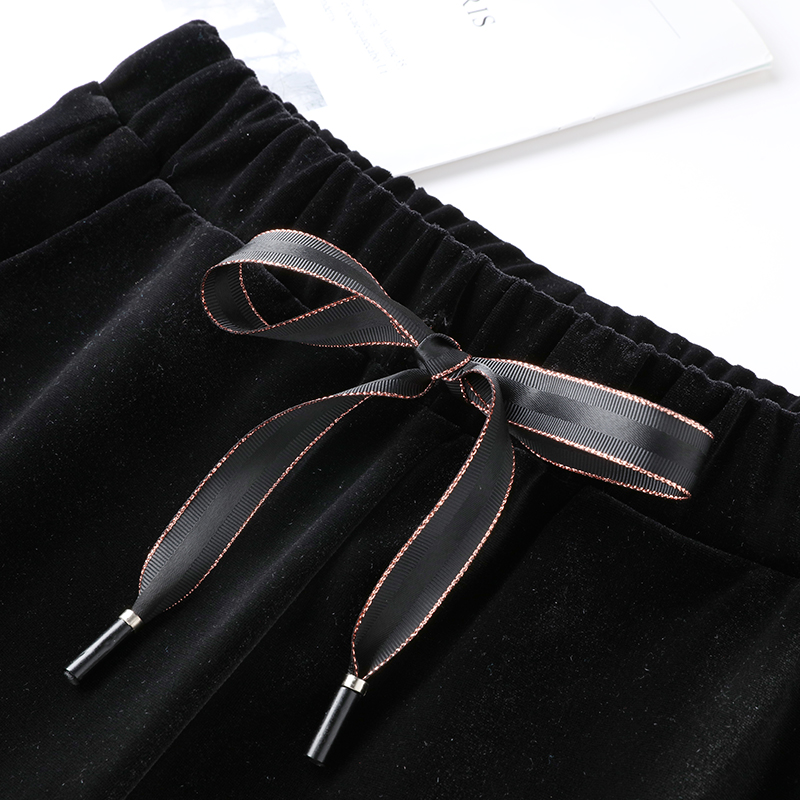 高端垂感金丝绒阔腿裤子女春秋冬高腰直筒裤大码九分宽松裤子