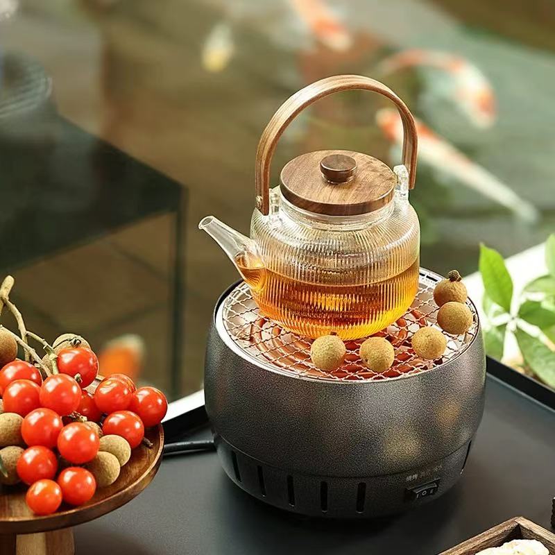 围炉煮茶室内家用户外碳烤茶花茶茶具套装玻璃茶壶煮茶器