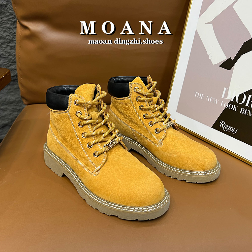 马丁靴女大黄靴2024夏季新款百搭休闲户外工装短靴沙漠帅机车靴