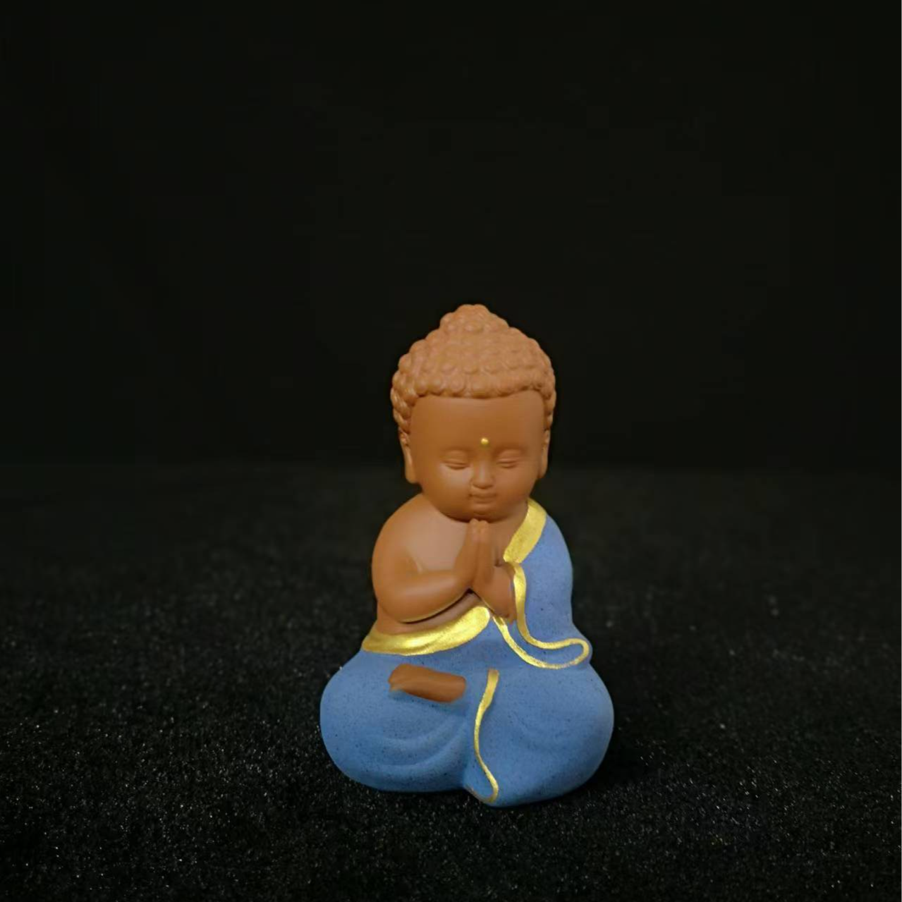 紫砂蓝色小如来书桌茶台茶宠摆件