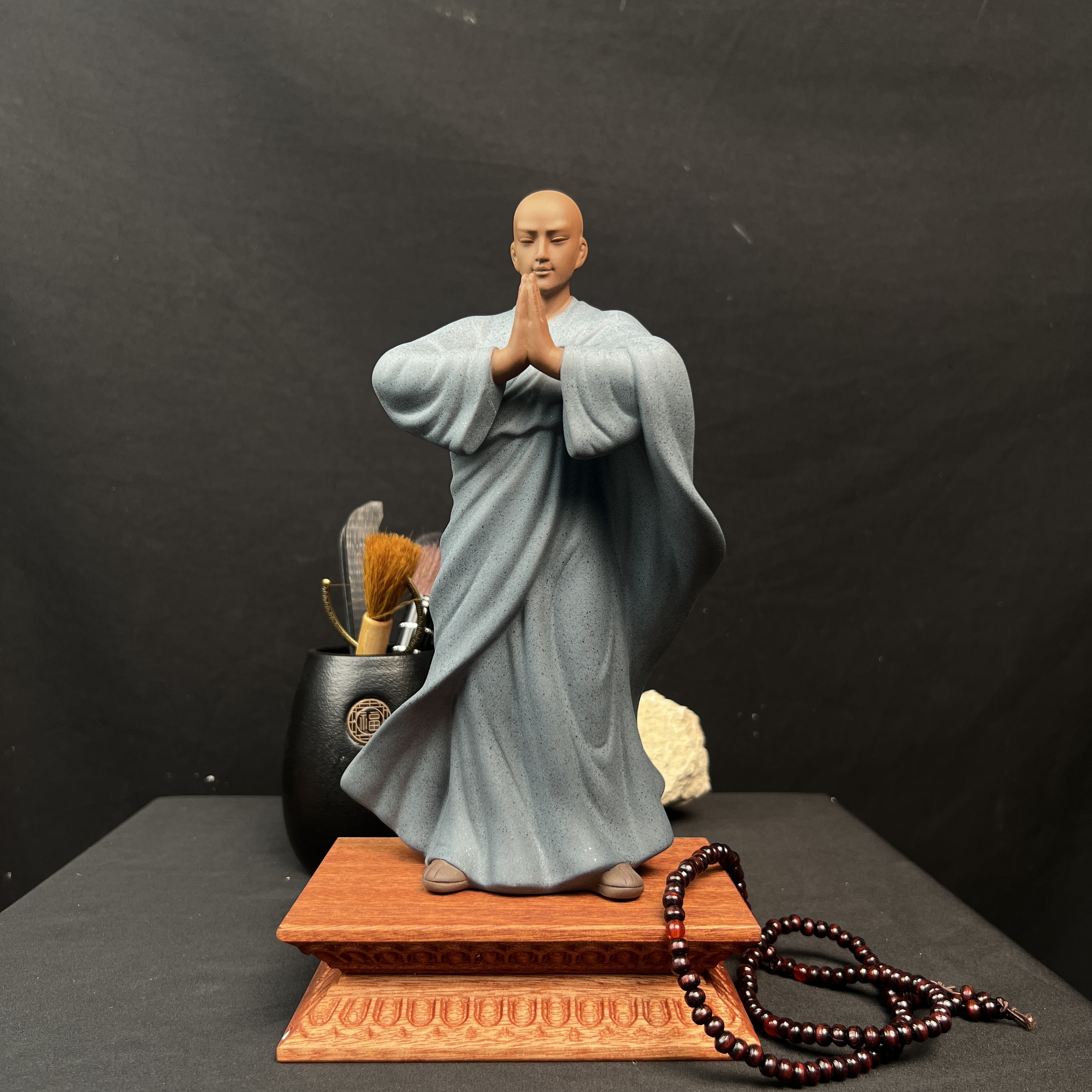 紫砂无心和尚茶台玄关架子摆件