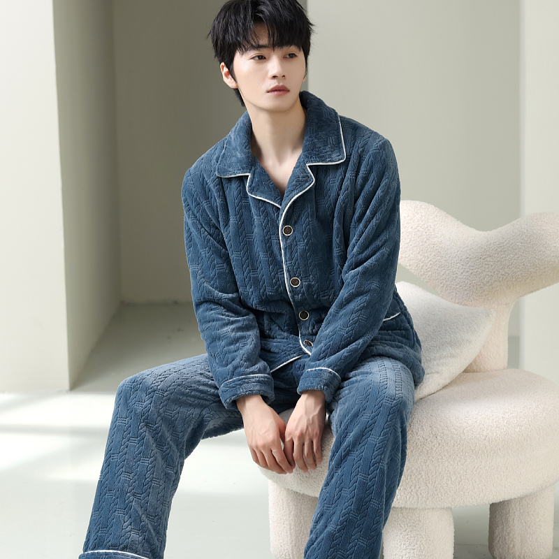秋冬季款睡衣男士冬季加厚加绒男款2024新款家居服加绒加厚冬款