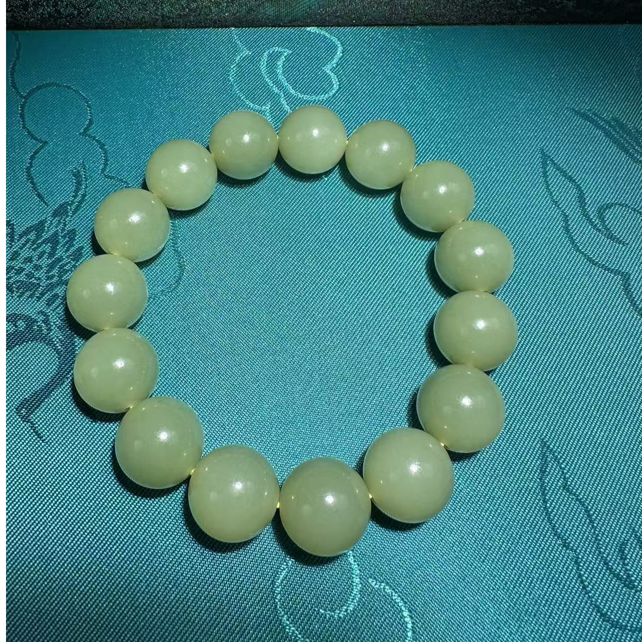 新疆和田玉若羌青黄口轻奢时尚精美黄色百搭单圈素圈高端玉手串