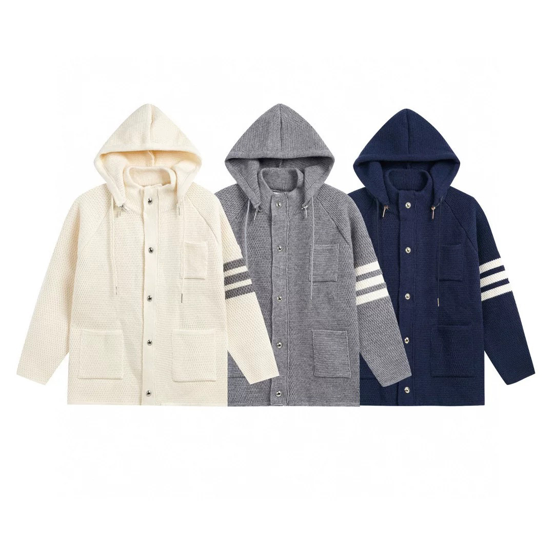 【福利】高克重可拆卸帽子菠萝纹针织外套