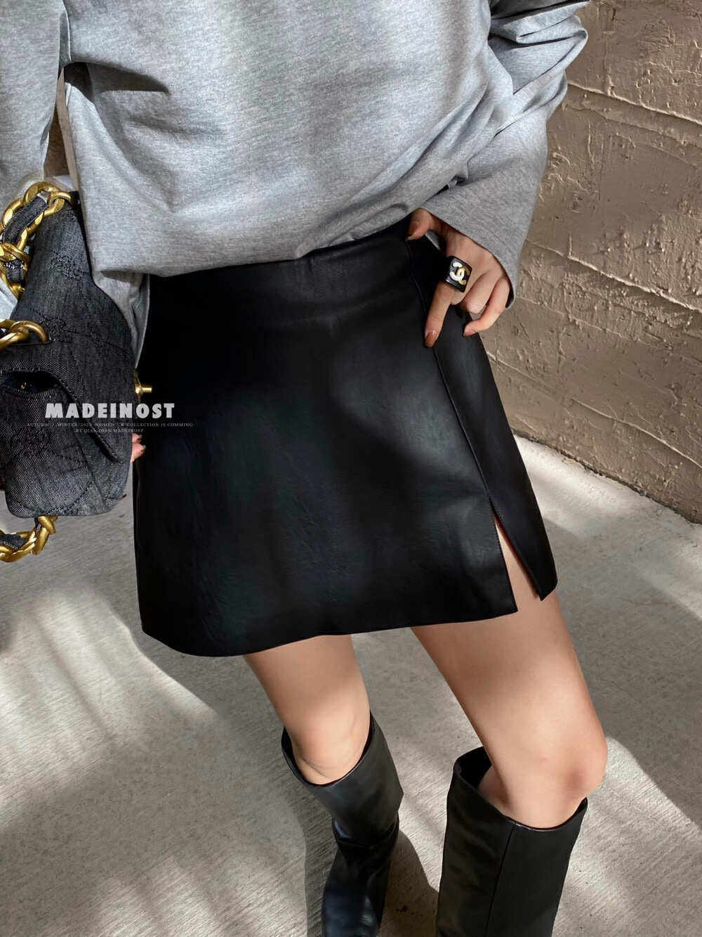 【榴莲大表姐】高腰开衩半身裙裤显高显瘦 LL 101