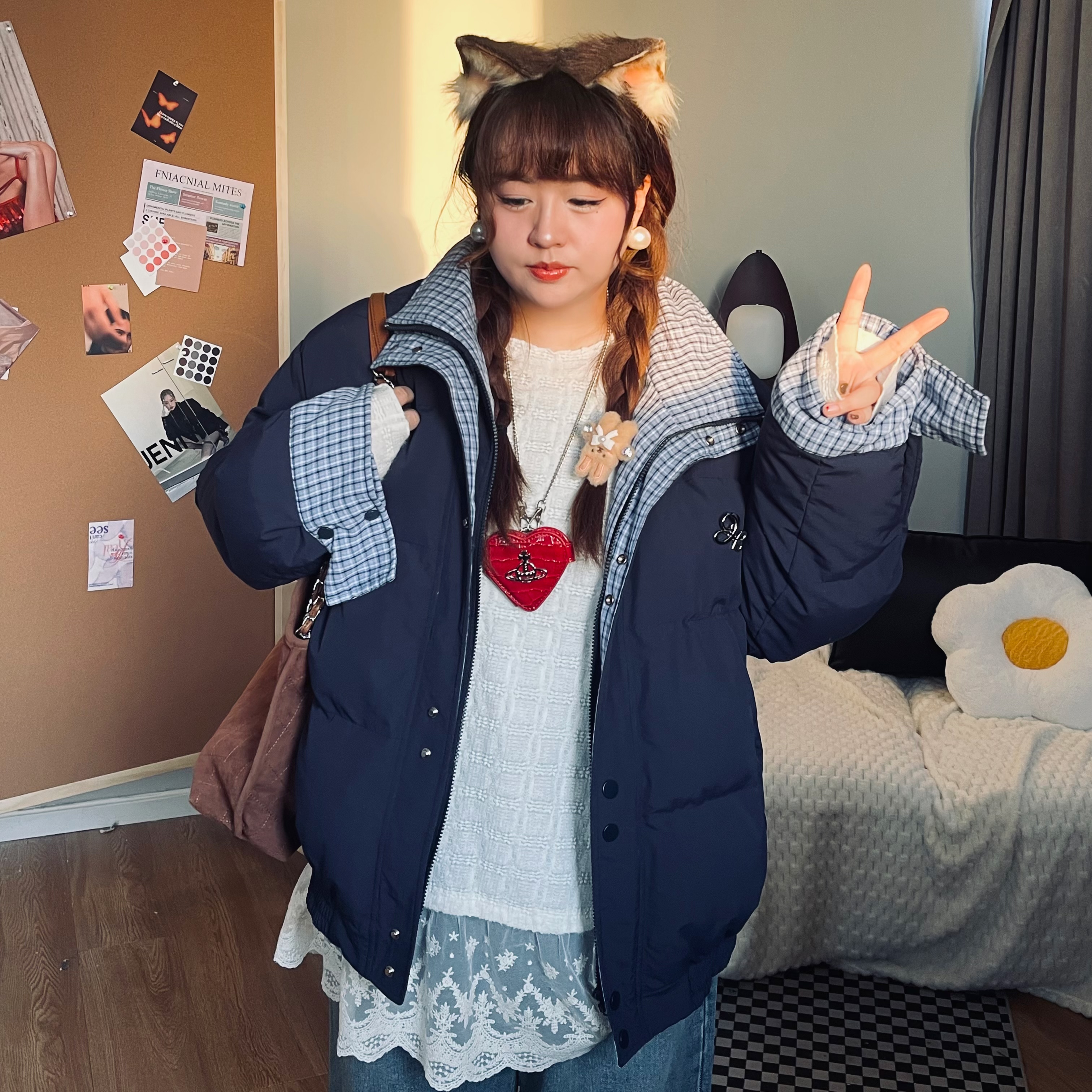 琳妹妹特大码女装 2024秋冬假两件棉服WLL076