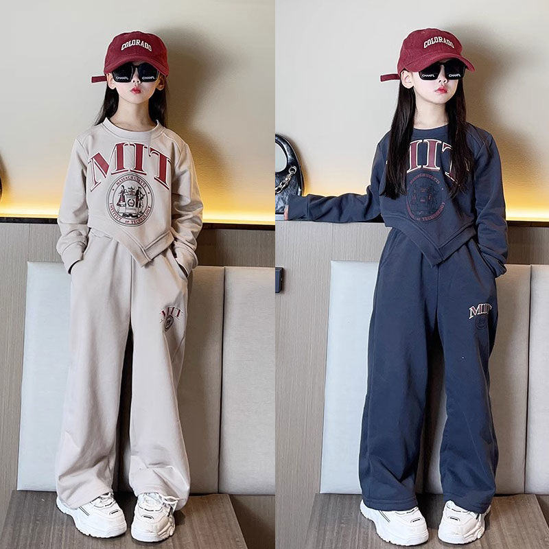网红女童套装2023秋季新款卫衣长裤两件套洋气时髦运动休闲童装潮