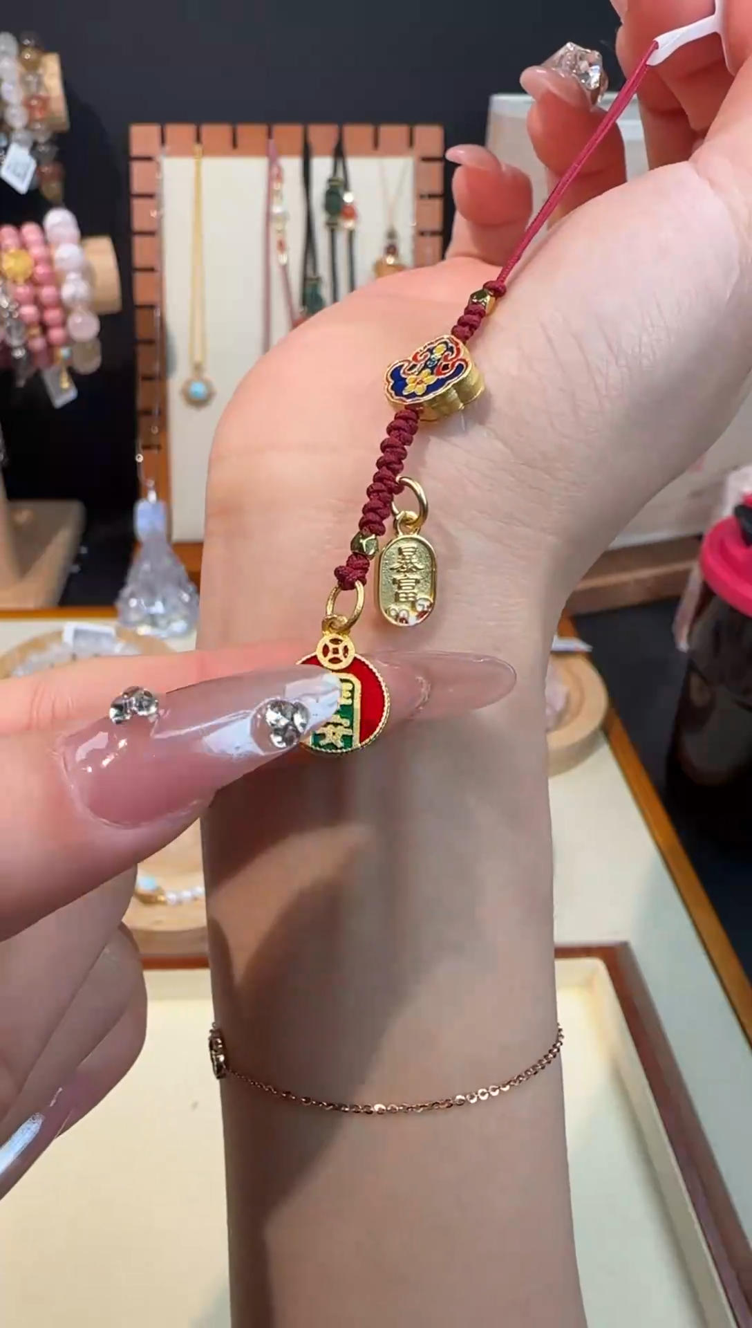 【闪购商品】水晶手链未镶嵌平安牌子挂件