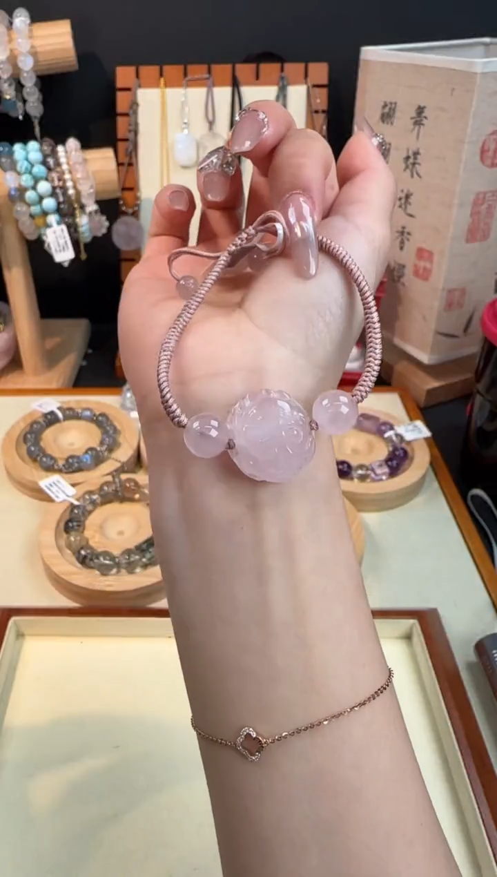 【闪购商品】水晶手链未镶嵌粉晶趴趴狐编织款手串