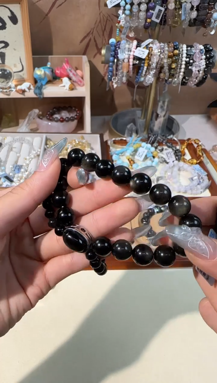 【闪购商品】水晶手绳未镶嵌黑耀金耀蛋面款