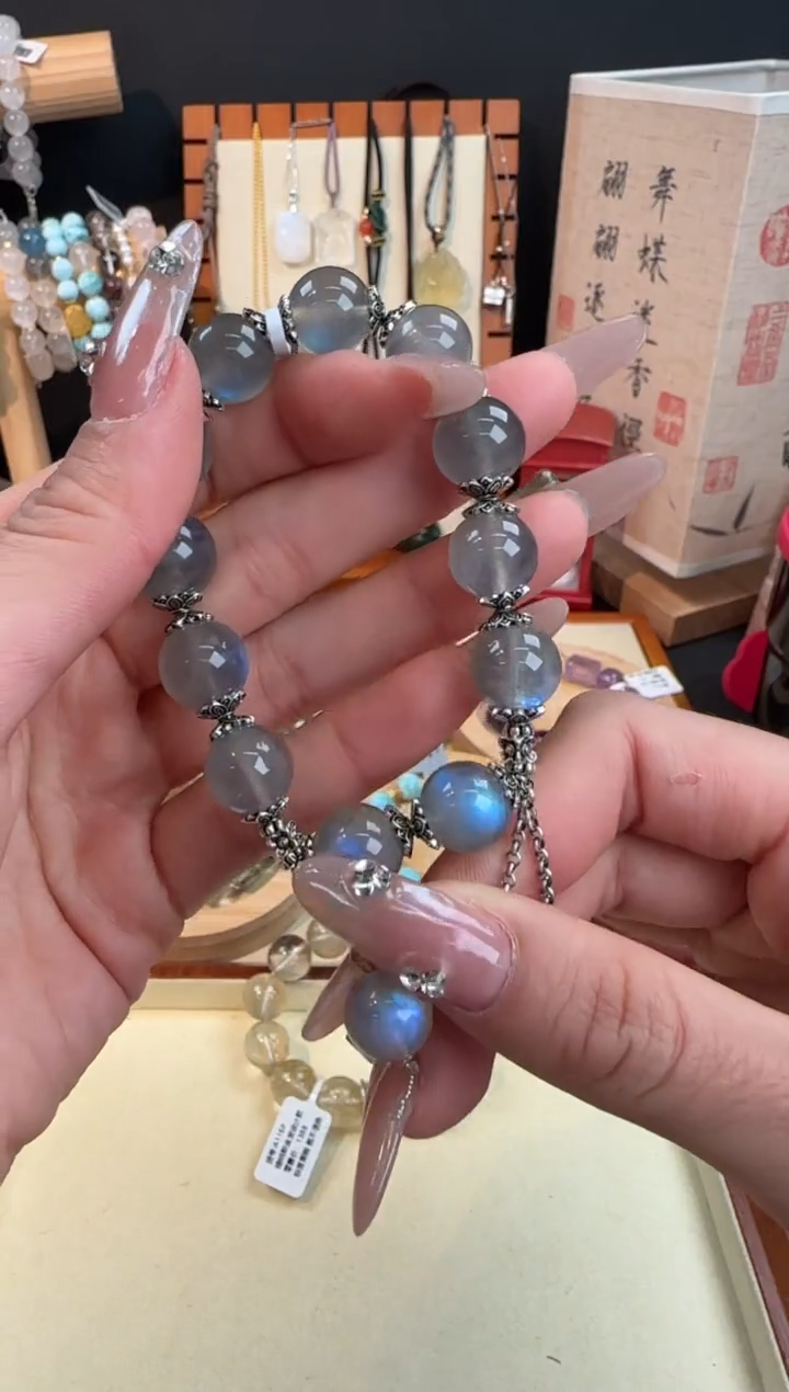【闪购商品】月光石手链未镶嵌灰月光链条滴流款