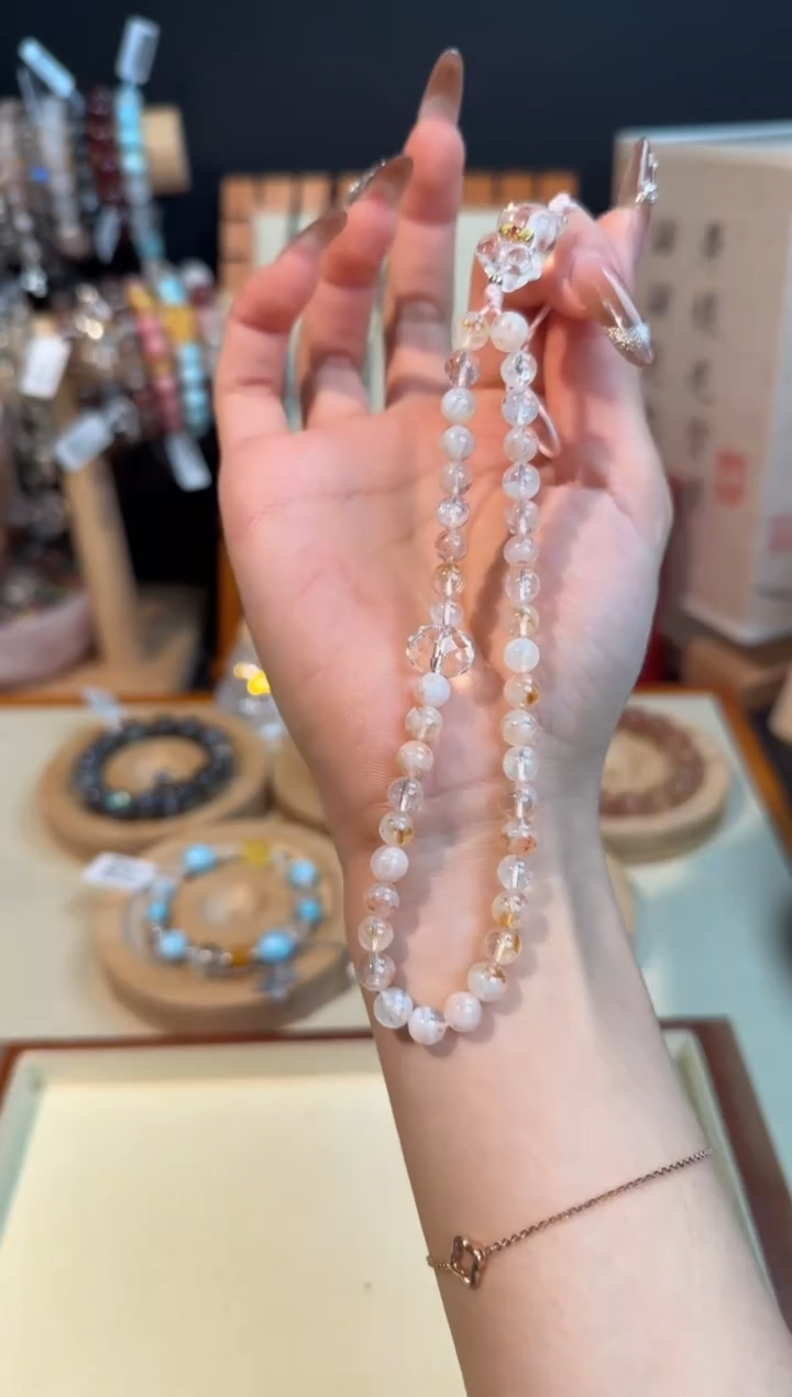 【闪购商品】水晶手串未镶嵌蜜桃幽灵防丢链