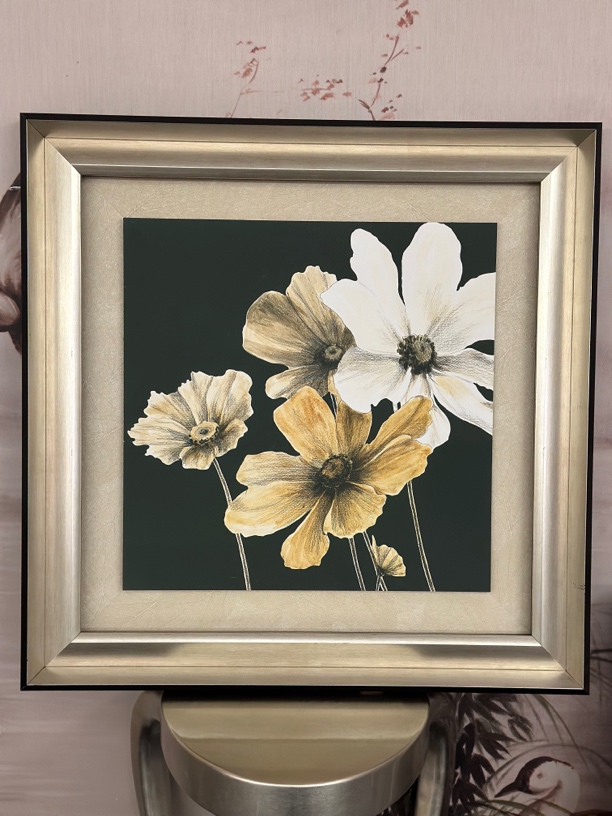 玄关过道装饰画75x75cm荷花餐厅客厅背景艺术画