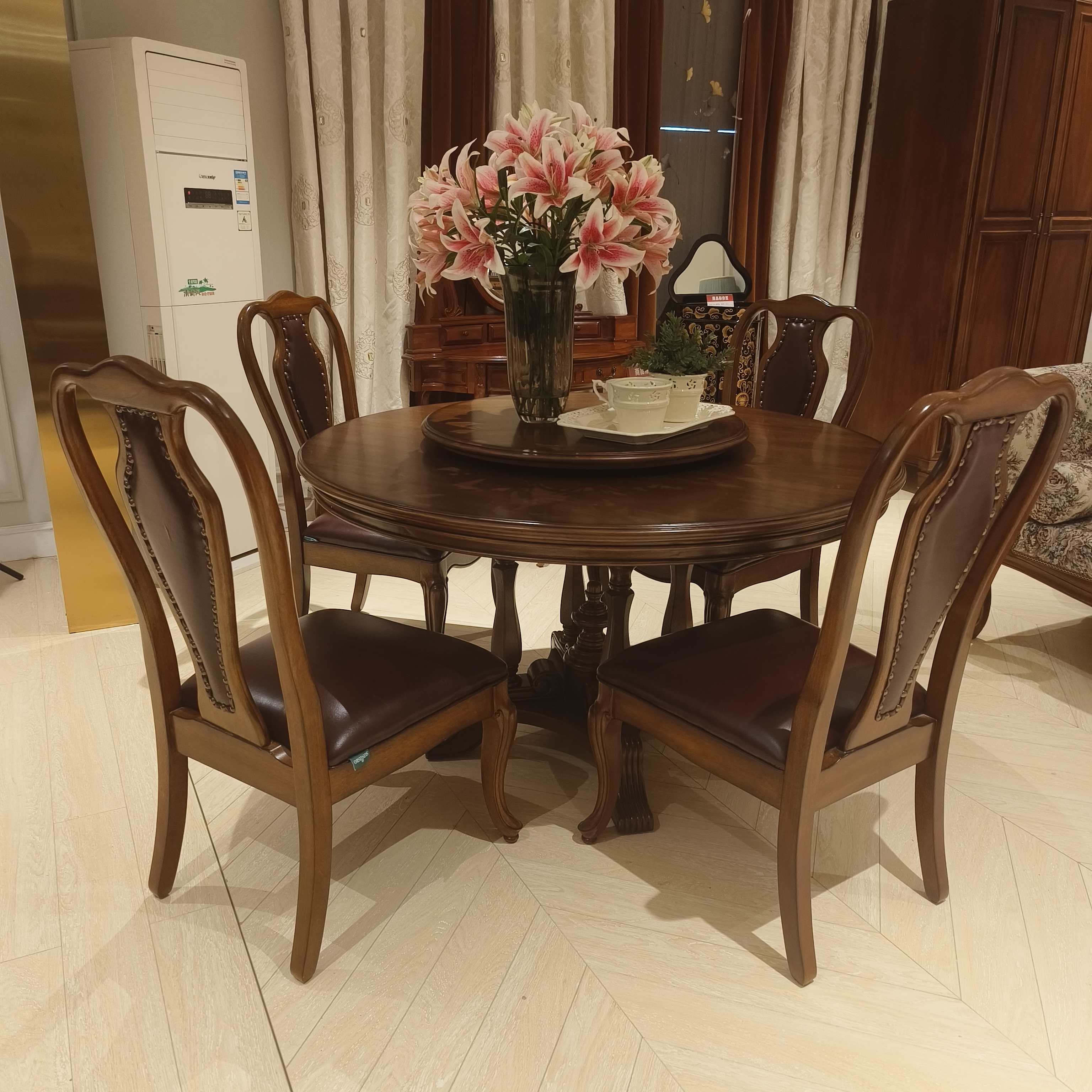 美式新古典简美圆餐桌带转盘（不含餐椅）B1998