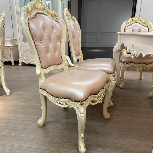 F426无扶手餐椅白色描金，微瑕孤品6把