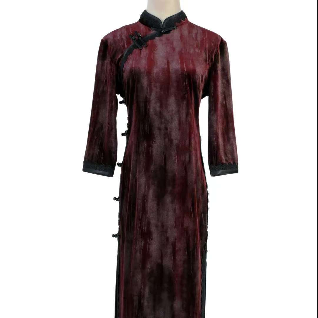 【流星粉】新款中国风修身复古优雅大方长款旗袍