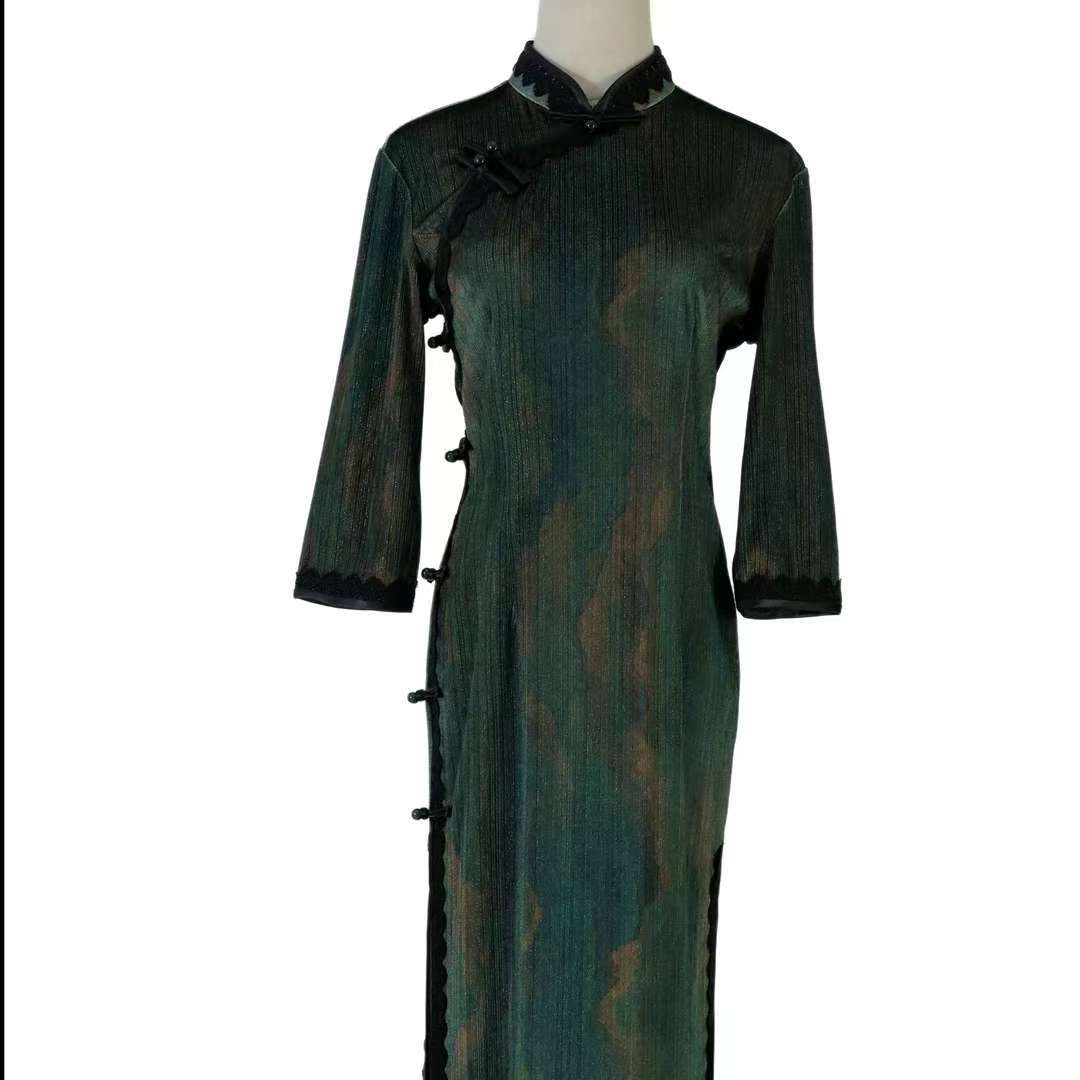 【若水蕾丝】新款中国风修身复古优雅大方长款旗袍