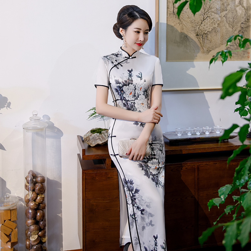 【N12】新款中国风修身复古优雅大方长款旗袍