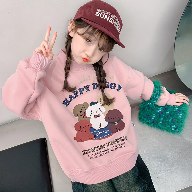 女童卫衣加绒秋冬款2023新款洋气儿童冬装加厚冬季3DJ12WY7832