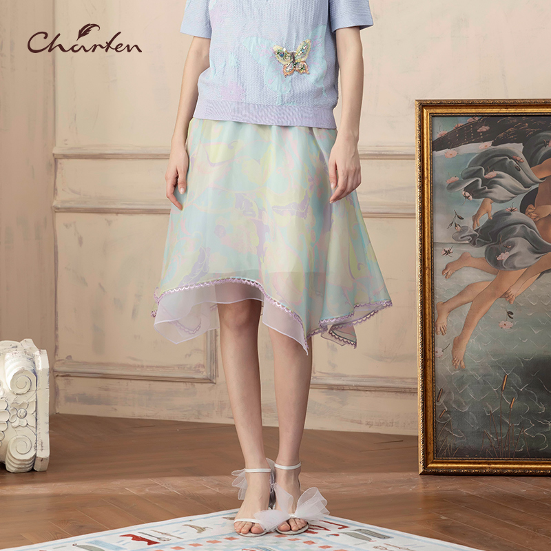 【虎哥专享】朝峰春夏百搭迷幻蝶影半身裙CFD2G166-1601E