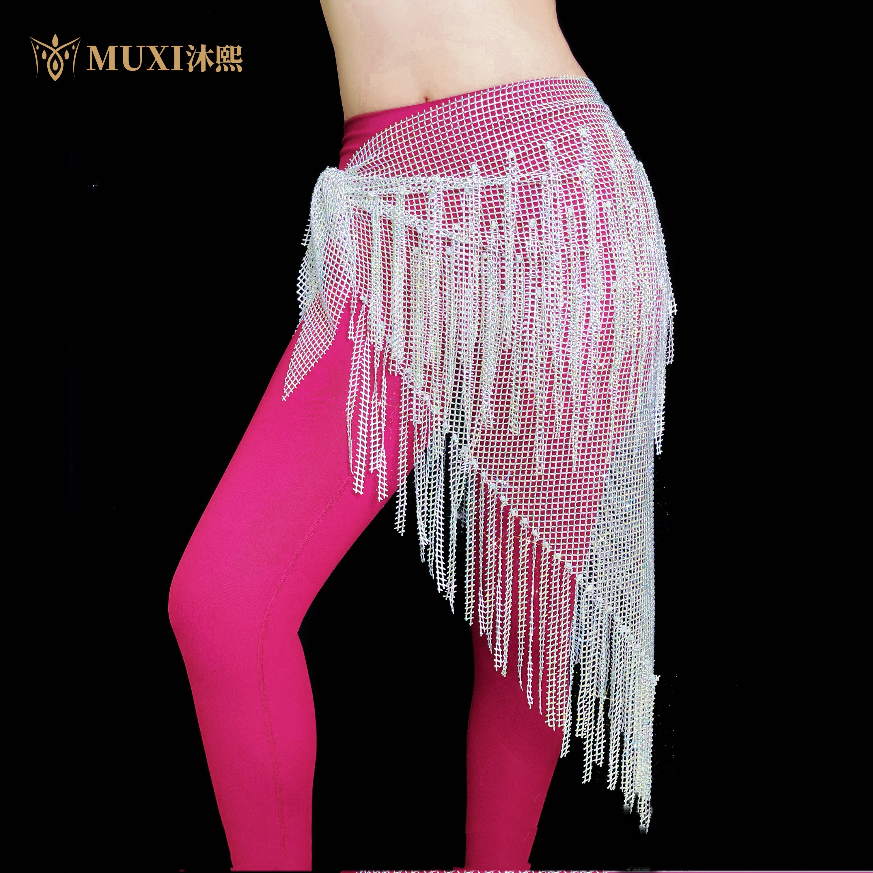 肚皮舞网钻流苏臀巾腰链裹裙长款满钻豪华版沐熙佳定制款