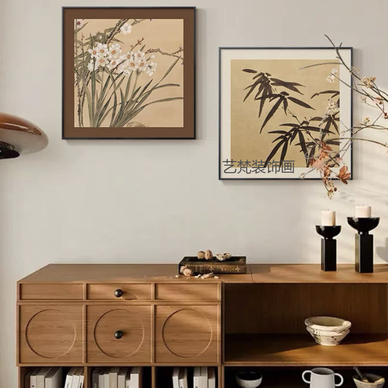 肌理板画源头工厂中古兰花简约风适合客厅餐厅卧室的挂画