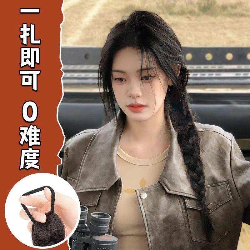 辫子女高马尾仿真式俏皮可爱拳击麻花长辫子网红辣妹双马尾辫子