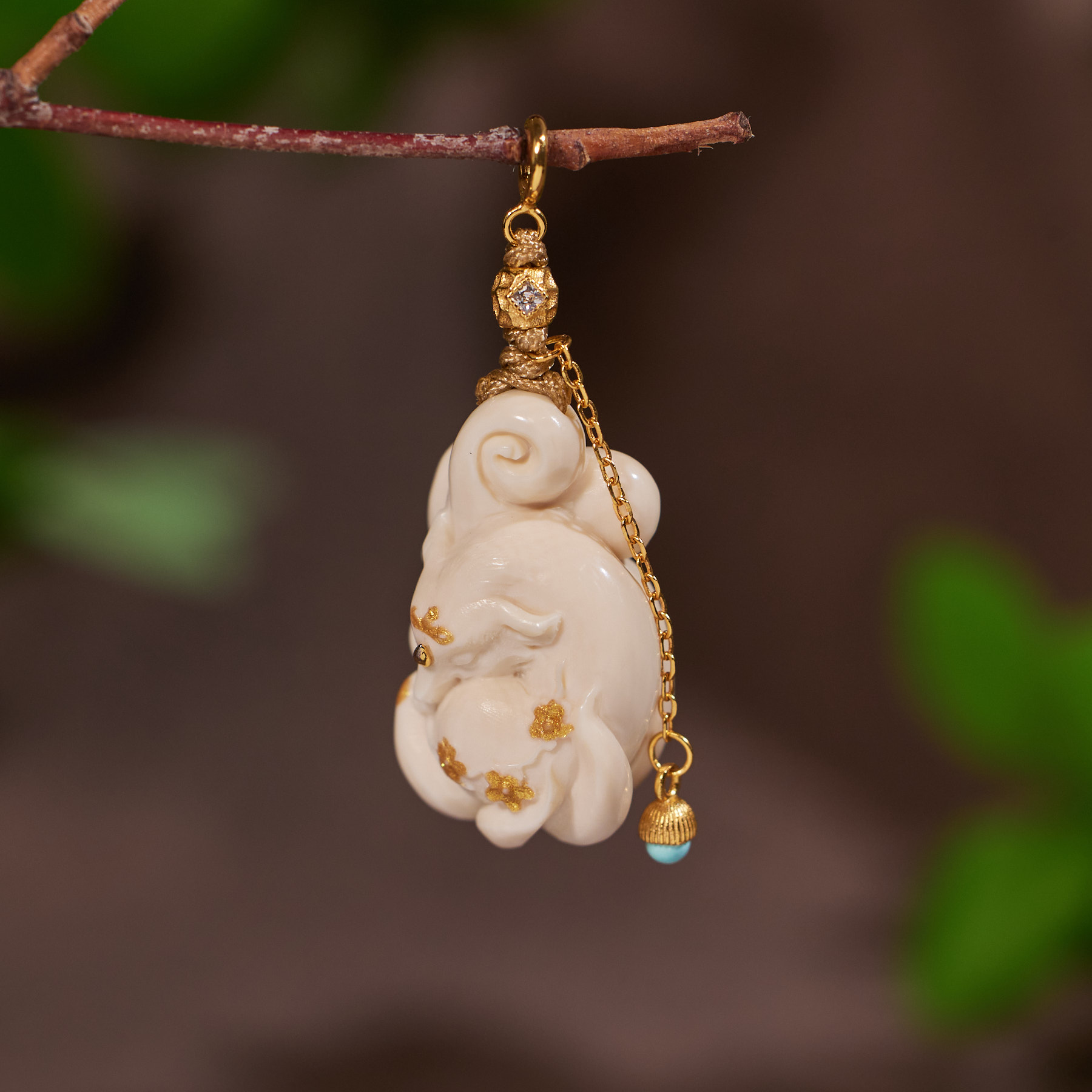 【九华山】九尾*猛犸吊坠*W7387