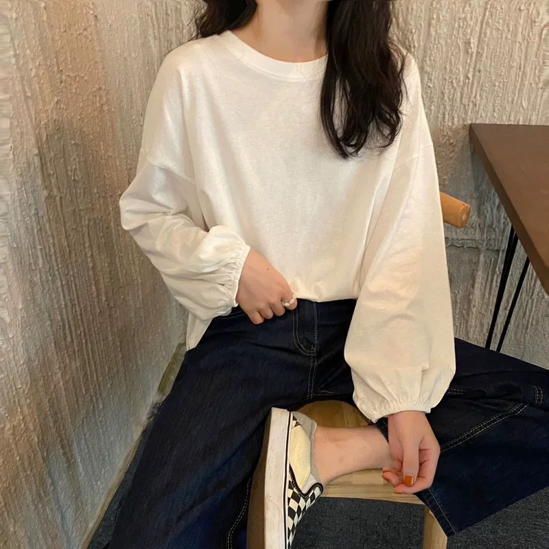 秋冬新款女装白色长袖T恤ins风打底衫早秋季内搭上衣服