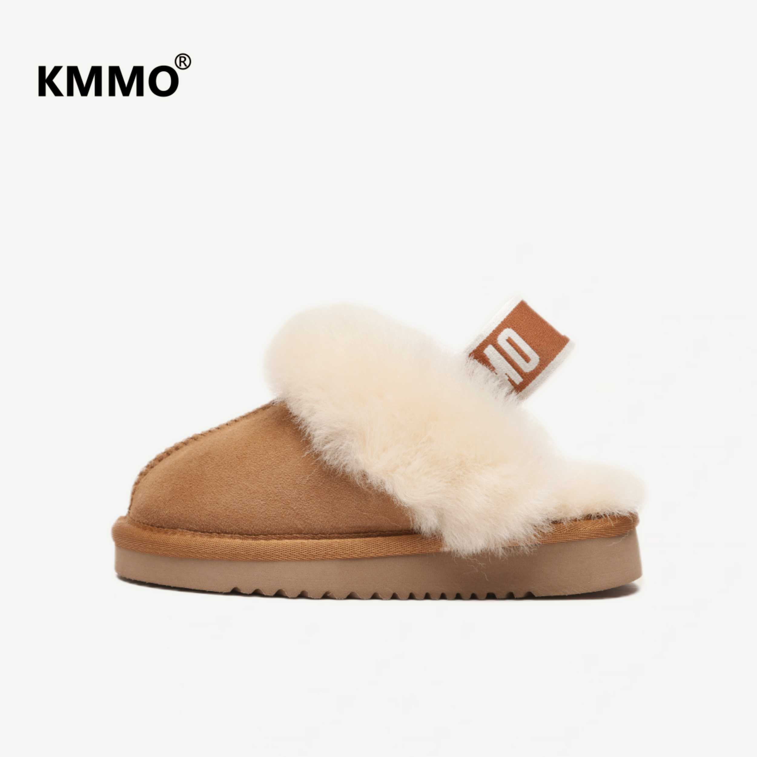 KMMO儿童毛绒拖鞋皮毛一体2025新款冬季外穿女大童户外包头棉拖鞋