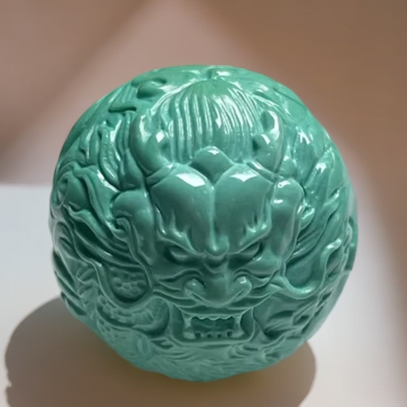 【帝丰】湖北十堰天然原矿绿松石高瓷精工龙珠配饰搭配